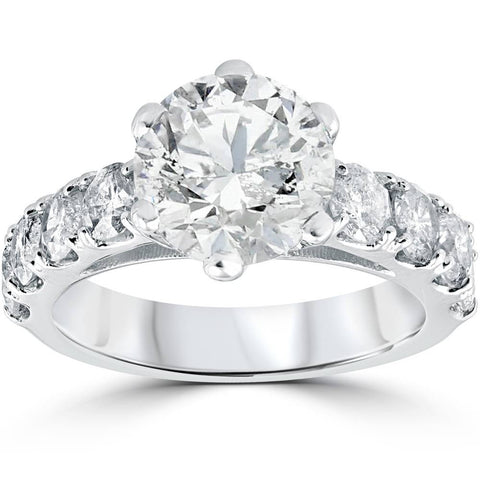 Certified 5 1/2 cttw Diamond Engagement Ring 14k White Gold Lab Grown