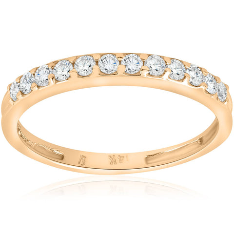 1/2ct Diamond Wedding Ring 14K Yellow Gold Womens Stackable Band Jewelry Round