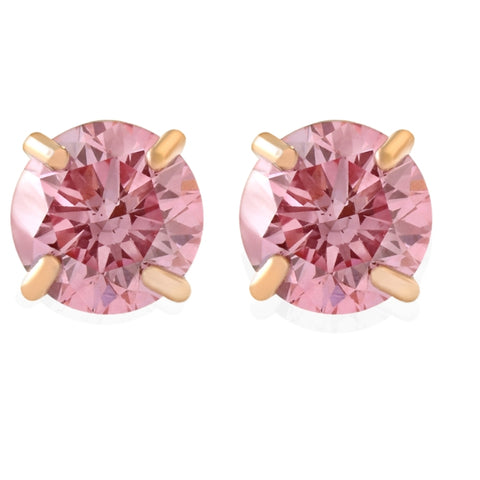 .33 - 1Ct Pink Diamond Studs 14k White or Yellow Gold Lab Grown