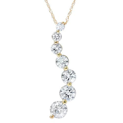 2ct HUGE Diamond Journey Pendant 14K Yellow Gold