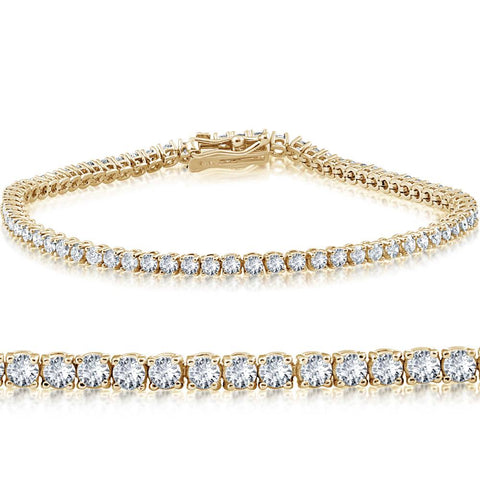 Custom Order 14k Yellow Gold 6" Round Cut Diamond Women's Tennis Bracelet