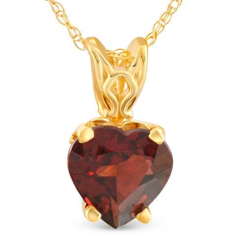 7mm Women's Heart Pendant in Garnet 14k White, Rose, or Yellow Gold Necklace