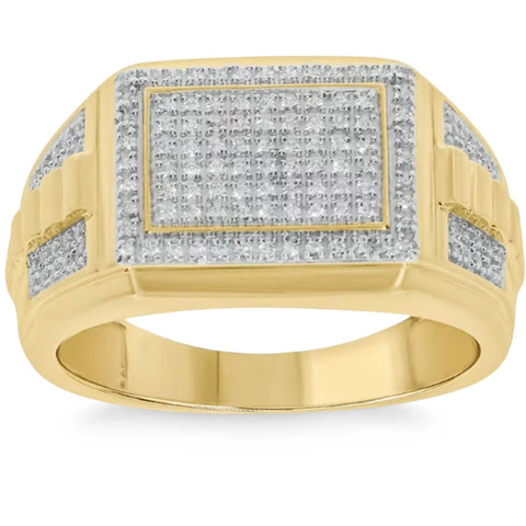 1/2Ct TW Diamond Men's Ring 10k Yellow Gold 9mm Wide