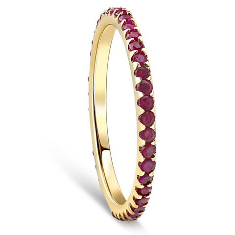 3/4Ct Genuine Ruby Eternity Ring Anniversary Band 10k Yellow Gold