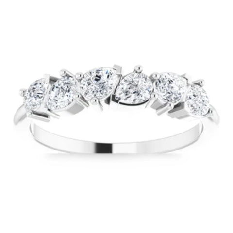 1 1/3CtPear Shaped Diamond Anniversary Band 14k Gold Lab Grown