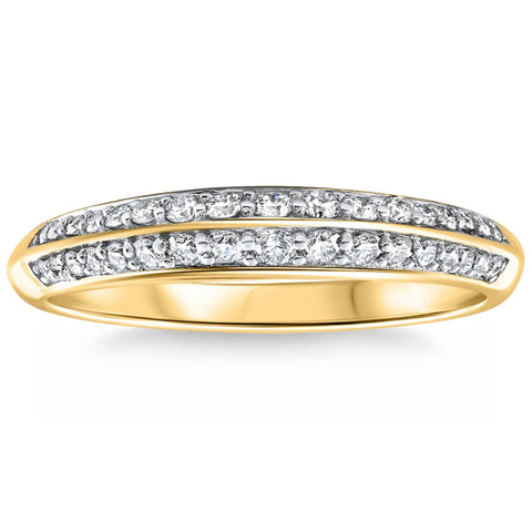 F/VS .39Ct Double Row Pave Diamond Wedding Ring 14k Gold Lab Grown