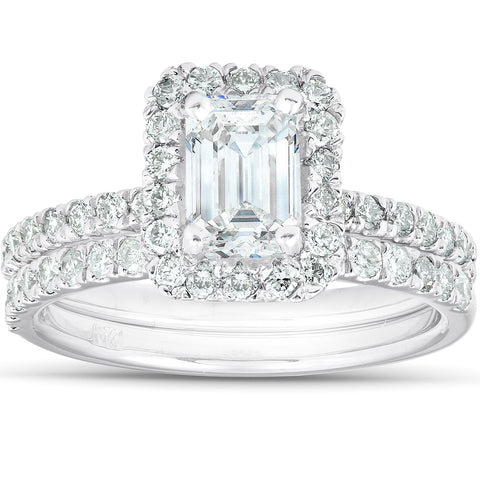 SHAI-LE - 4 Carat Emerald Cut Three Stone Diamond Engagement Ring 18k Gold  - Kosher Diamonds