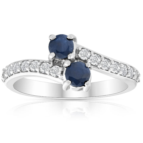 Effy Womens 1/2 CT. T.W. Diamond & Genuine Blue Sapphire 14K White Gold  Cocktail Ring - JCPenney