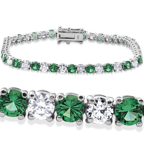5.45ct Art Deco Style 18k White Gold Diamond Emerald Bracelet