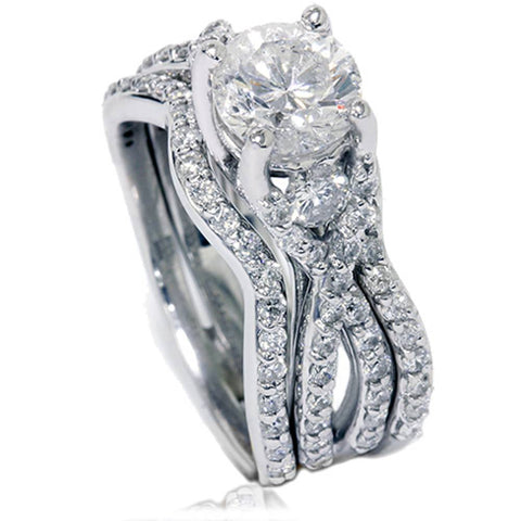 1 3/4ct Twist Diamond Engagement Ring & Matching Wedding Band Set