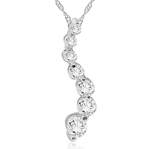 1/2ct Real Diamond Journey Pendant Necklace 14K White Gold – Bliss
