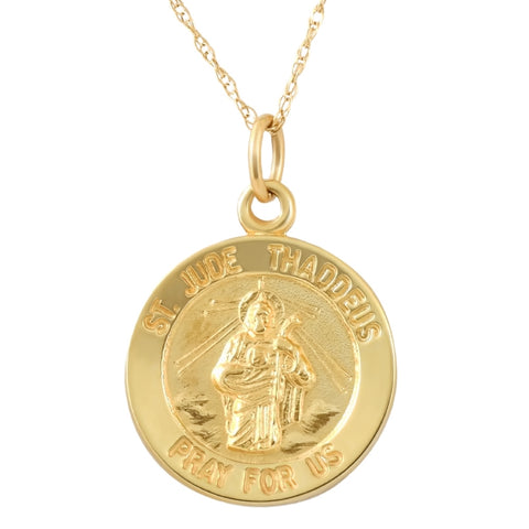 14k Yellow Gold St. Jude Thaddeus Medal Pendant 1" Tall 2.5 Grams