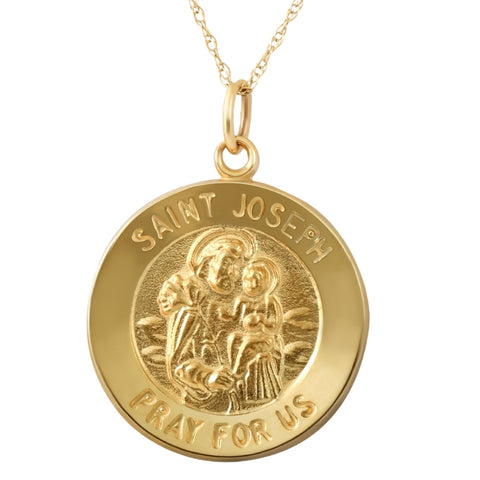 14k Yellow Gold St. Joseph Medal Pendant .5" Tall 2.5 Grams