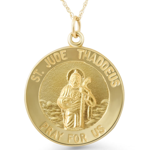 14k Yellow Gold St. Jude Thaddeus Medal Pendant 1" Tall 3 Grams