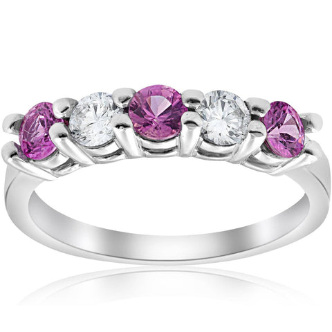 1 ct Pink Sapphire & Diamond Ring 14K White Gold – Bliss Diamond